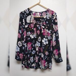 Live 4 Truth floral laced v-neck semi sheer blouse